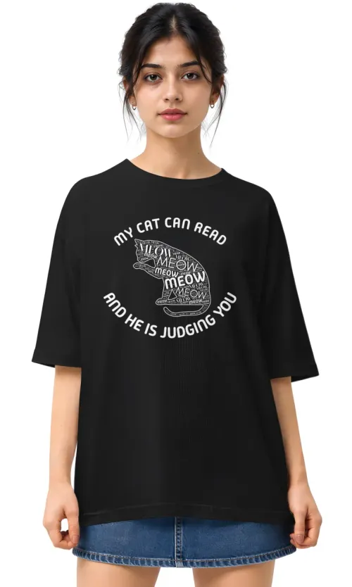 My Cat Is Judging You | Oversized Drop Shoulder Tee