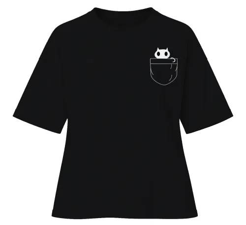 Pocket Cat | Oversized Drop Shoulder Tee