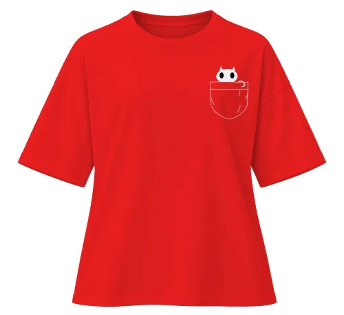 Pocket Cat | Oversized Drop Shoulder Tee