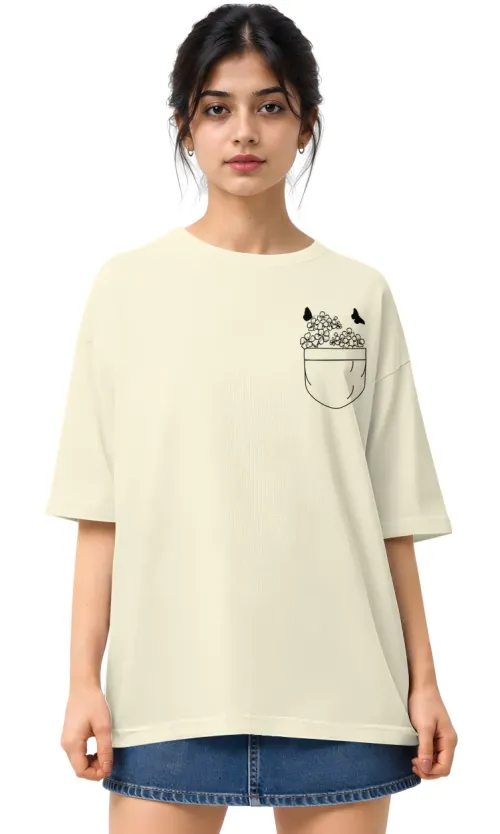 Pocket Flowers | Oversized Drop Shoulder Tee