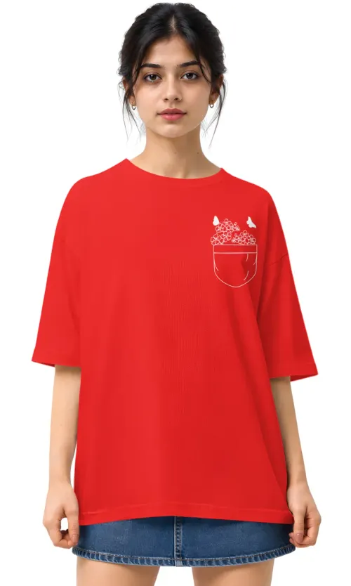 Pocket Flowers | Oversized Drop Shoulder Tee
